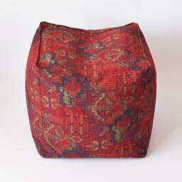 Kilim Pattern Fabric Bean Bag Pouf Cover F02 Turkish Moroccan Tribal Bohemian Square Kilim Rug Poef Puff Footstool - thumbnail 1