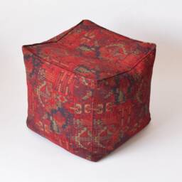 Kilim Pattern Fabric Bean Bag Pouf Cover F02 Turkish Moroccan Tribal Bohemian Square Kilim Rug Poef Puff Footstool - thumbnail 3