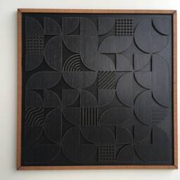 Geometric Abstract Wood Wall Art - Modern Minimal Charcoal Black Collection - Set Of 3(Set 2 - Single Piece - thumbnail 3