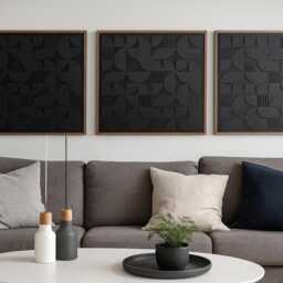 Geometric Abstract Wood Wall Art - Modern Minimal Charcoal Black Collection - Set Of 3(Set 2 - Single Piece - thumbnail 4