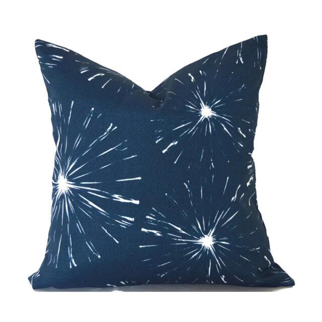 Outdoor Pillow Cover With Zippers, Easy To Use & Washable Sparks Navy Blue - image 1