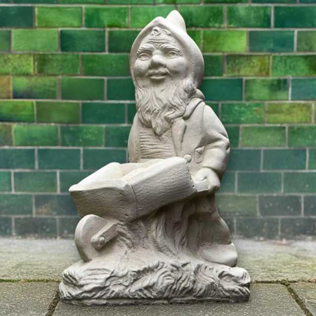 Outdoor Gnome With Wheelbarrow Ornament Concrete Statue Handcrafted Figurine Stone Garden Sculpture Cement Art Decor - image 1