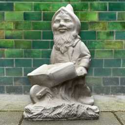 Outdoor Gnome With Wheelbarrow Ornament Concrete Statue Handcrafted Figurine Stone Garden Sculpture Cement Art Decor - thumbnail 1