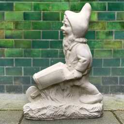 Outdoor Gnome With Wheelbarrow Ornament Concrete Statue Handcrafted Figurine Stone Garden Sculpture Cement Art Decor - thumbnail 3