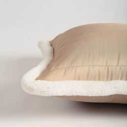 Beige Quilted Faux Silk Pillow Cover - Scandinavian Minimalist Accent - thumbnail 3