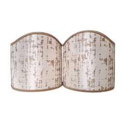 Pair Of Clip-On Shield Shades Off-White & Gold Silk Lampas Rubelli Fabric Zanni Pattern Mini Lampshade - Handmade in Italy
