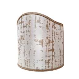 Pair Of Clip-On Shield Shades Off-White & Gold Silk Lampas Rubelli Fabric Zanni Pattern Mini Lampshade - Handmade in Italy - thumbnail 4