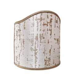 Pair Of Clip-On Shield Shades Off-White & Gold Silk Lampas Rubelli Fabric Zanni Pattern Mini Lampshade - Handmade in Italy - thumbnail 3