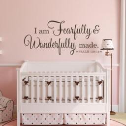 I Am Fearfully & Wonderfully Made - Bible Wall Decal- Nursery Christian Art Religious 169 - thumbnail 1