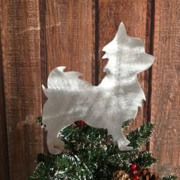 Long Haired Chihuahua, Adorable Dog Christmas Tree Topper, Star, Holiday Decoration, Aluminum, Metal, Art, Coat Chihuahua - thumbnail 1