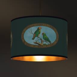 Parrot Lampshade, Green Elegance, Gold Interior, Handmade in France