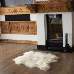 On Sale Medium Genuine Natural Icelandic Sheepskin Rug, Throw, Double - Square Creamy White - thumbnail 4