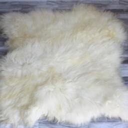 On Sale Medium Genuine Natural Icelandic Sheepskin Rug, Throw, Double - Square Creamy White - thumbnail 3