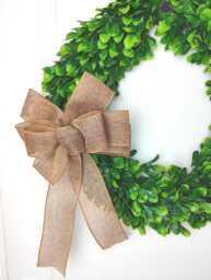 Burlap Wreath Bow Rustic Wedding Pew Bows Christmas Tree Topper Xmas Decor Bow Church Aisle Chair Bridal - thumbnail 1