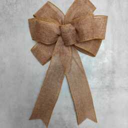 Burlap Wreath Bow Rustic Wedding Pew Bows Christmas Tree Topper Xmas Decor Bow Church Aisle Chair Bridal - thumbnail 3