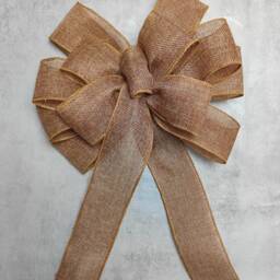 Burlap Wreath Bow Rustic Wedding Pew Bows Christmas Tree Topper Xmas Decor Bow Church Aisle Chair Bridal - thumbnail 2