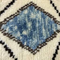 Handmade Berber Wool Rug Beige Moroccan Diamond Design - thumbnail 3