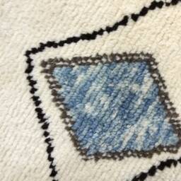 Handmade Berber Wool Rug Beige Moroccan Diamond Design - thumbnail 2