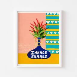 Yoga Art Print, Breathing Exercise, Relaxing Home Decor, Calming Wall Art, Bold Colourful House Plant Botanical - thumbnail 3