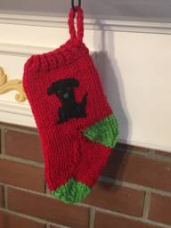 Custom Black Lab Christmas Stocking, Hand Knit Pet Stocking