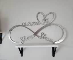 Personalized Metal Infinity Symbol 25Th Silver Wedding Anniversary, Handcrafted Wall Art, Name, Date, Heart Husband Wife Home Decor Gift - thumbnail 1