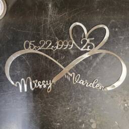 Personalized Metal Infinity Symbol 25Th Silver Wedding Anniversary, Handcrafted Wall Art, Name, Date, Heart Husband Wife Home Decor Gift - thumbnail 3