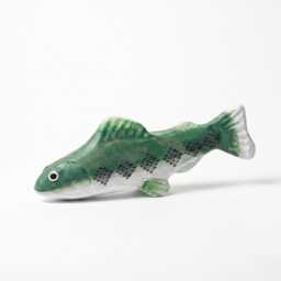 Rustic Hand Carved Wooden Trout Figurine, Green Fish Decor, River Cabin Art, Fly Fishing Gift For Him, Nature Lover Desktop Ornament - thumbnail 3