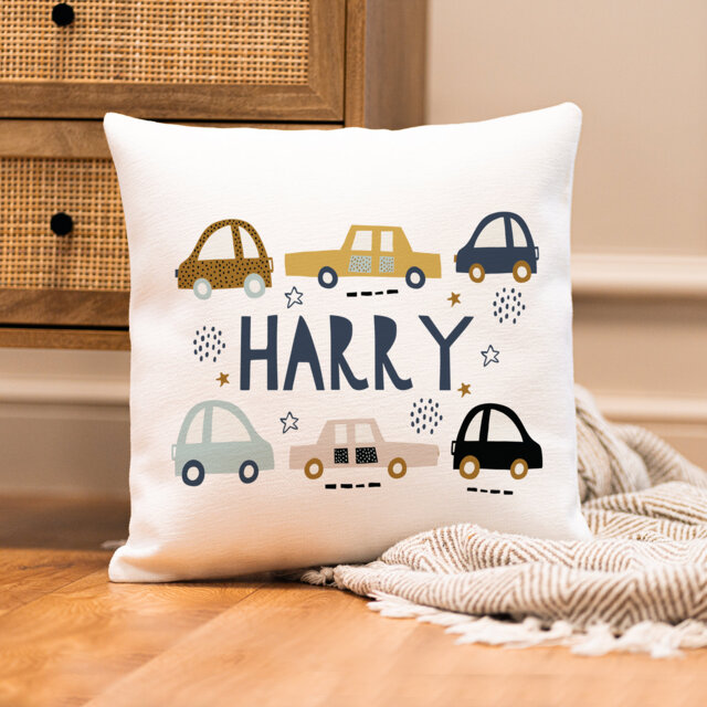 Personalised Car Cushion - Nursery Boy's Scandinavian Baby Boy Gift