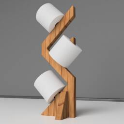 Wooden Toilet Paper Holder Free Standing Pine Rack - thumbnail 2