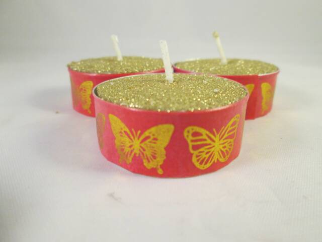 Butterfly Candles, Decorated Tea Lights, Washi Tealights, Gold Party Glitter Neutral Candles, Favours, Party Bags - image 1