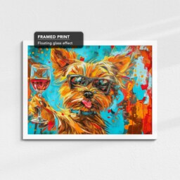 Yorkshire Terrier Toasting Drink Dog Pet Art Abstract Oil Painting Framed Poster Print & Canvas Wall Living Home Decor Interior - thumbnail 3