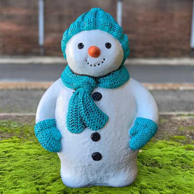 Cute Snowman Sculpture Handmade Concrete Winter Figurine Stone Festive Outdoor Ornament Frosty Garden Statue Front Door Decoration Gift - image 1