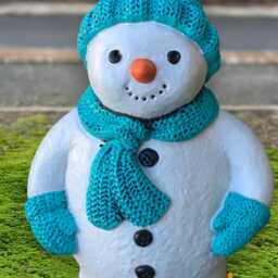 Cute Snowman Sculpture Handmade Concrete Winter Figurine Stone Festive Outdoor Ornament Frosty Garden Statue Front Door Decoration Gift - thumbnail 2