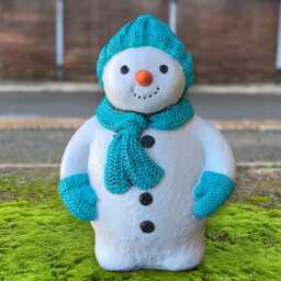 Cute Snowman Sculpture Handmade Concrete Winter Figurine Stone Festive Outdoor Ornament Frosty Garden Statue Front Door Decoration Gift - thumbnail 4