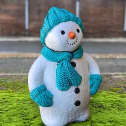 Cute Snowman Sculpture Handmade Concrete Winter Figurine Stone Festive Outdoor Ornament Frosty Garden Statue Front Door Decoration Gift - thumbnail 3