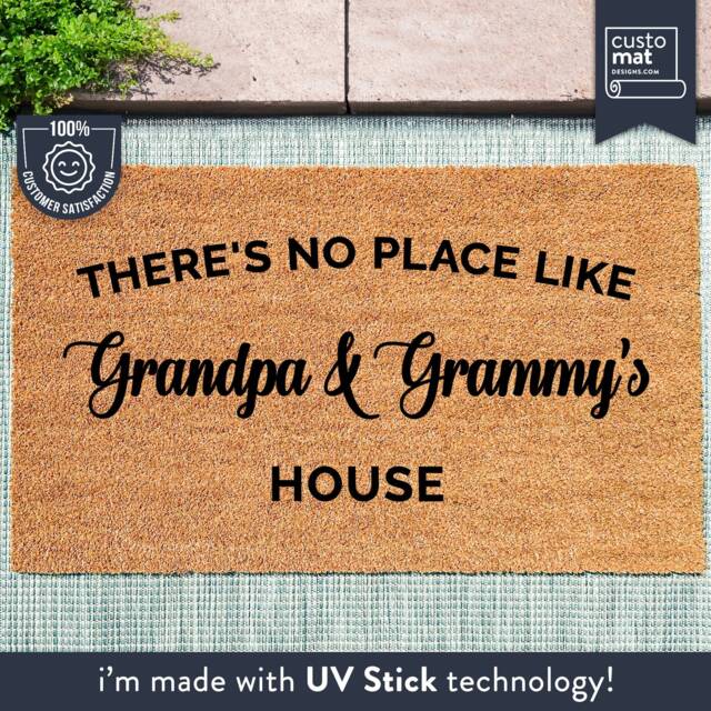 There's No Place Like Grandpa & Grammys House - Mothers Day Gift Grandparents Personalized Family Mat Custom Coir Doormat - image 1