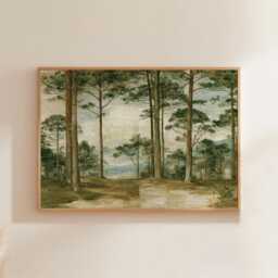 Pine Forest Poster, Woodland Path Print, Nature Wall Art, Paper - thumbnail 1