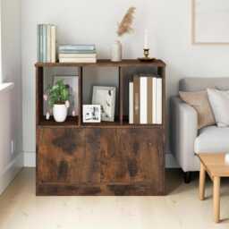 Rustic Brown 3-Cube Bookcase With Cabinet Modern Wooden Storage Shelf Organizer - thumbnail 1
