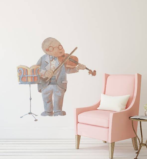 Mole Playing The Violin Wall Sticker Decal - Kids Stickers, Animals Childrens Decals, Art, Room