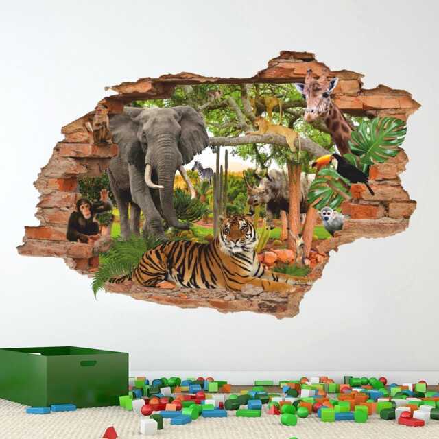 Wild Animal Jungle Wall Decal - Natural Sticker For Kids Room Decor - image 1