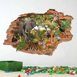 Wild Animal Jungle Wall Decal - Natural Sticker For Kids Room Decor