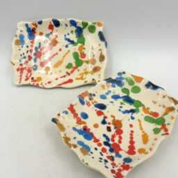 A Pair Of Soap Dishes in Paint Splashes Design By Heron Cross Pottery - thumbnail 2