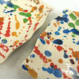 A Pair Of Soap Dishes in Paint Splashes Design By Heron Cross Pottery - thumbnail 3