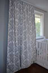 Damask Nursery Curtains, Premier Prints, Custom Length - thumbnail 1