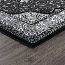 Black Grey Silver Classic Traditional Vintage Thick Living Room Carpet Runners Floral Persian Style Rugs - thumbnail 2
