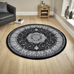 Black Grey Silver Classic Traditional Vintage Thick Living Room Carpet Runners Floral Persian Style Rugs - thumbnail 4