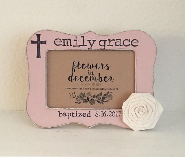 Personalized Baptism Picture Frame Religious Gift - image 1