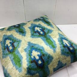 Silk Ikat Pillow Cover, Handwoven Decorative Cushion - 16x16 - thumbnail 4