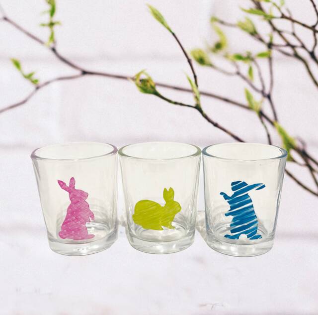 Hand Painted Easter Bunny Votive Candle Holders - Set Of 3 - image 1