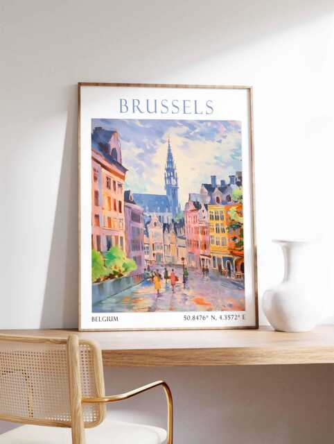 Brussels Travel Print, Poster, Gift, Wall Art, Belgium Print - image 1